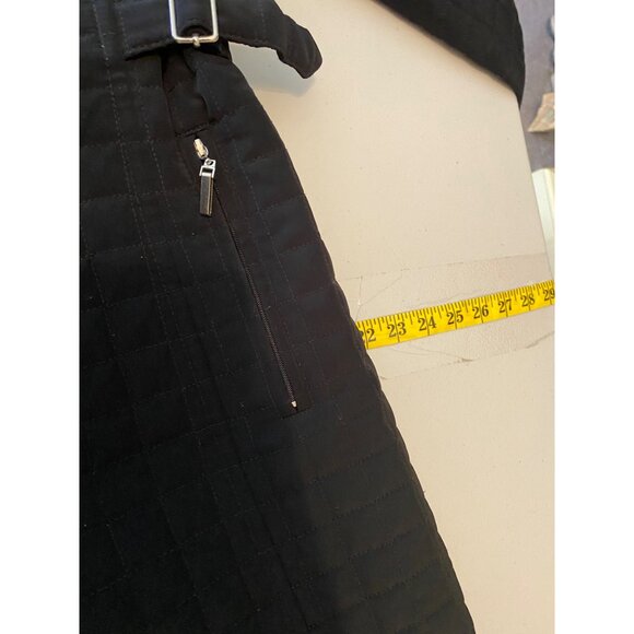 Gallery Quilted Black Jacket 36" Long Coat Belted Waist Medium - Picture 11 of 13